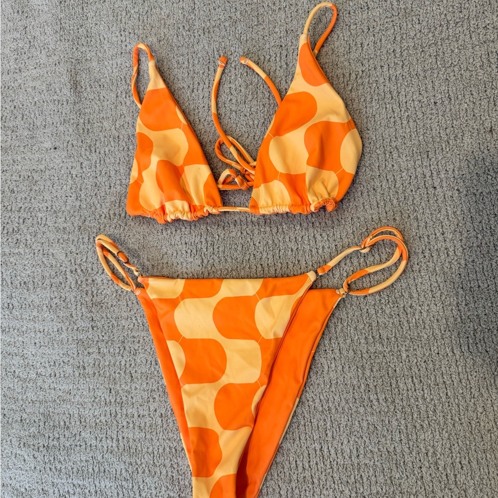 Orange Patterned Bikini Set - image 1